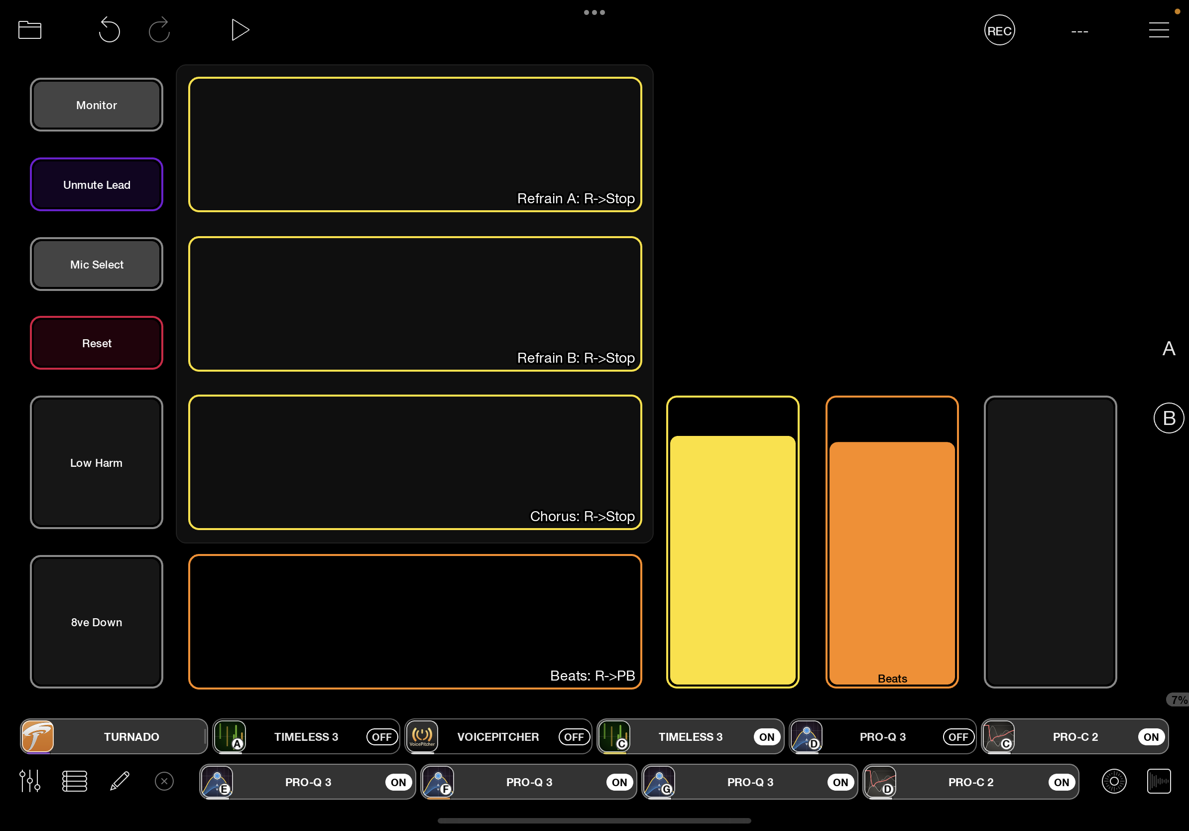 Figure 1: Loopy Pro configured for singing &lsquo;shanty&rsquo; structured chorus songs